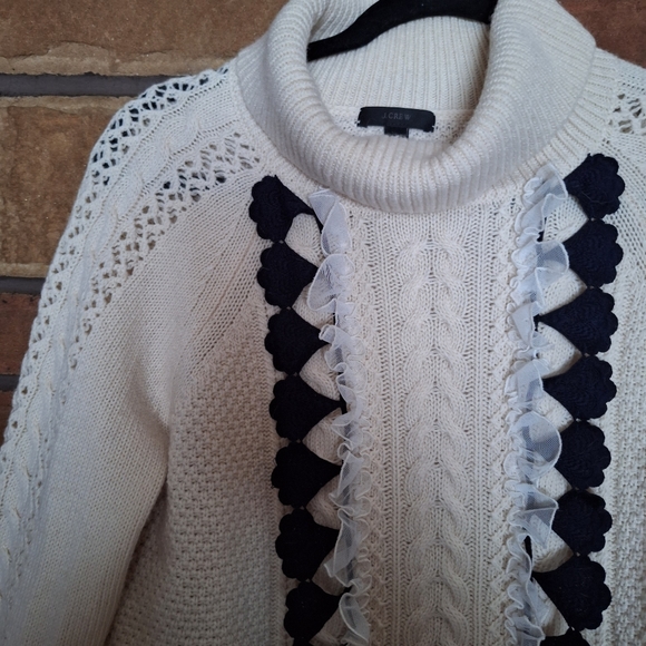 J. Crew Ruffle Front Cable Knit Turtleneck Sweater XS - Picture 12 of 12